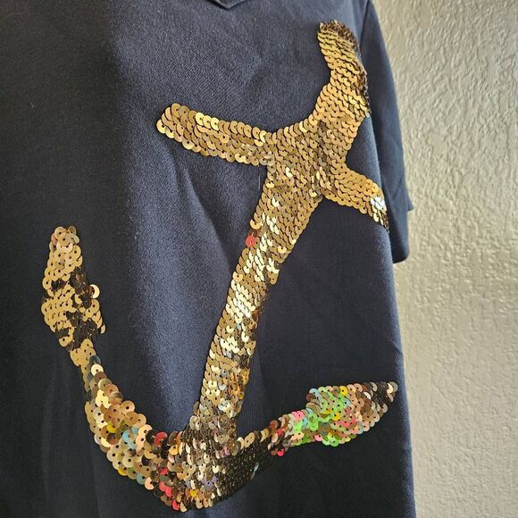 NWT Quacker Factory Sequined Anchor T-shirt - Picture 2 of 8